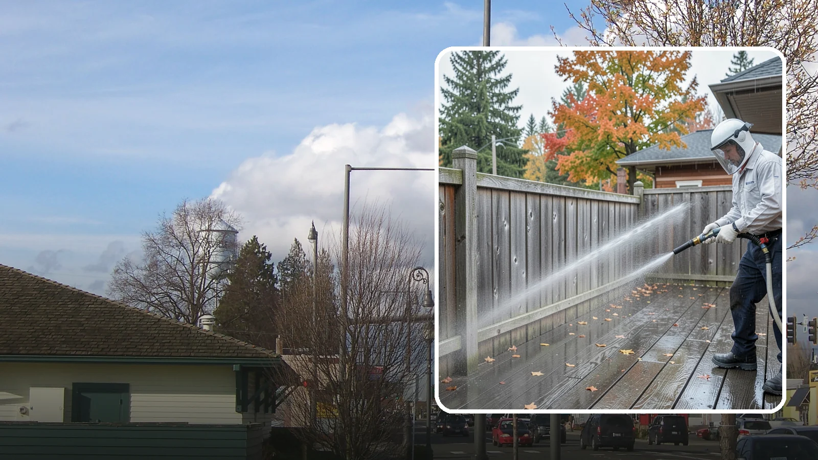 Wood Fence Washing in Marysville, Snohomish County, WA - Pressure-controlled washing for pressure-treated and fir fences that keeps the boards intact while clearing years of grime.