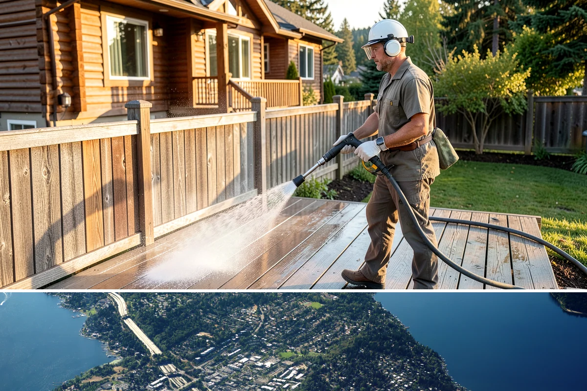 Wood Fence Washing in Mercer Island, King County, WA - Aim for the drier summer months when the boards can dry out fully between washes and rains.