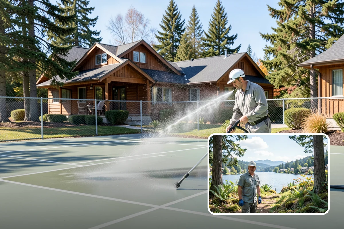 Wood Fence Washing in Milton, King County, WA - Clears algae and dark rundown streaks from every picket