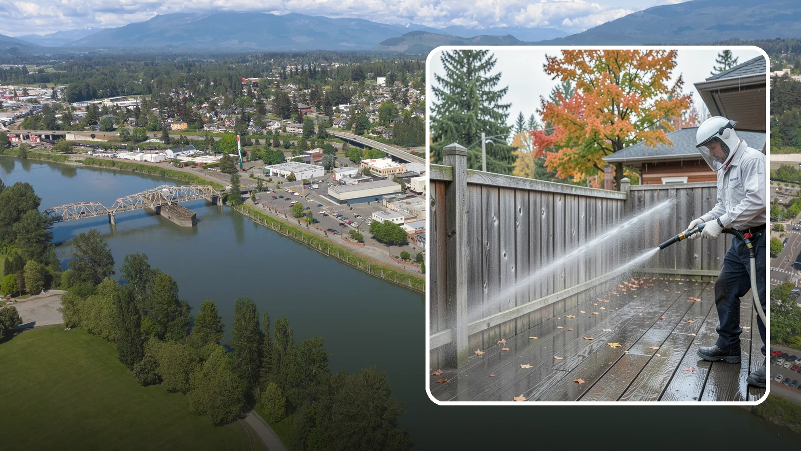 Wood Fence Washing in Mount Vernon, Skagit County, WA - Pressure-controlled washing for pressure-treated and fir fences that keeps the boards intact while clearing years of grime.