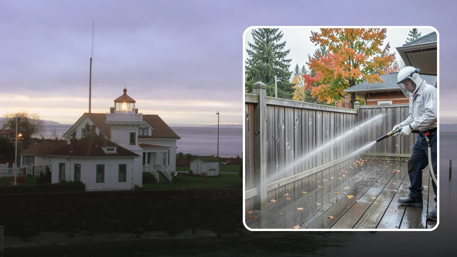 Wood Fence Washing in Mukilteo, Snohomish County, WA - Pressure-controlled washing for pressure-treated and fir fences that keeps the boards intact while clearing years of grime.
