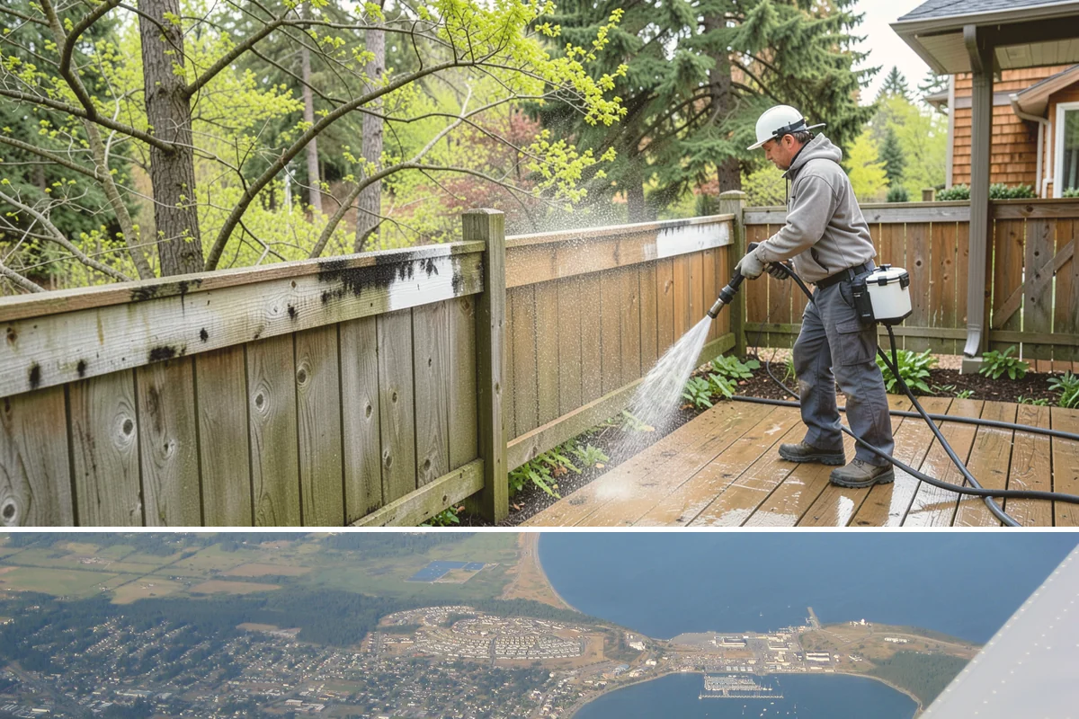 Wood Fence Washing in Oak Harbor, Island County, WA - Aim for the drier summer months when the boards can dry out fully between washes and rains.