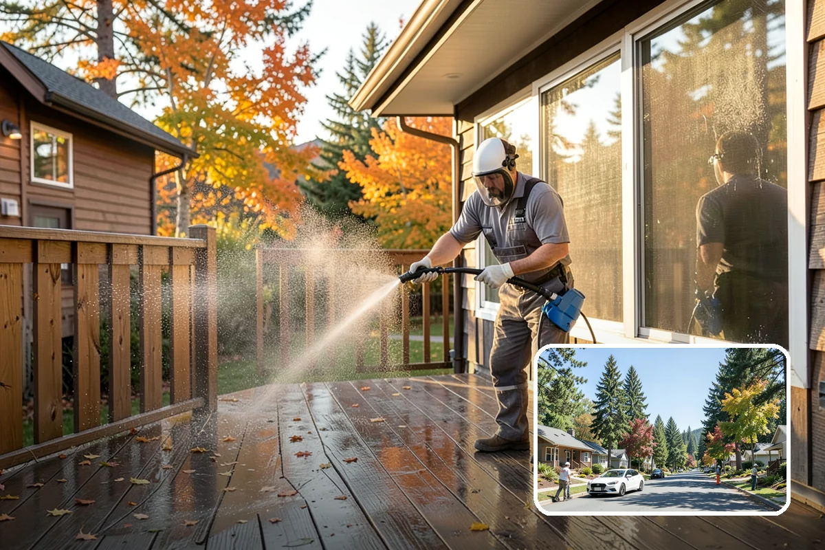 Wood Fence Washing in Orting, Pierce County, WA - Clears algae and dark rundown streaks from every picket