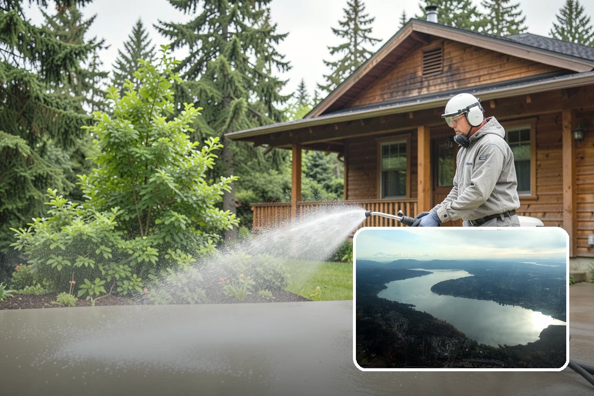 Wood Fence Washing in Sammamish, King County, WA - Clears algae and dark rundown streaks from every picket