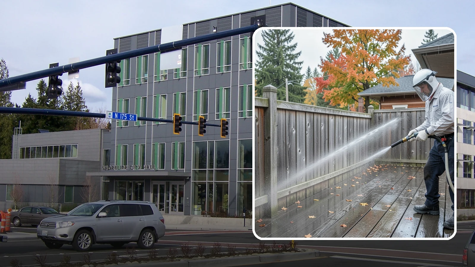 Wood Fence Washing in Shoreline, King County, WA - Pressure-controlled washing for pressure-treated and fir fences that keeps the boards intact while clearing years of grime.
