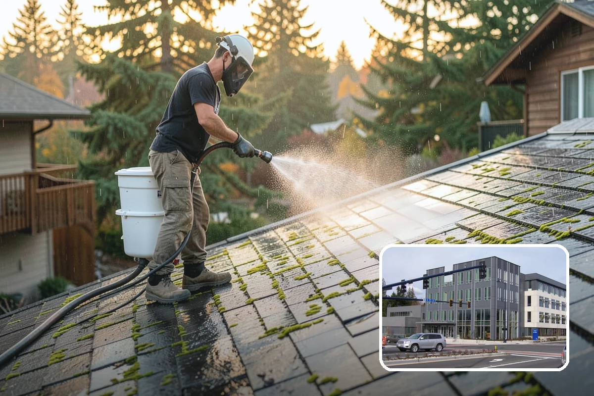 Wood Fence Washing in Shoreline, King County, WA - Clears algae and dark rundown streaks from every picket