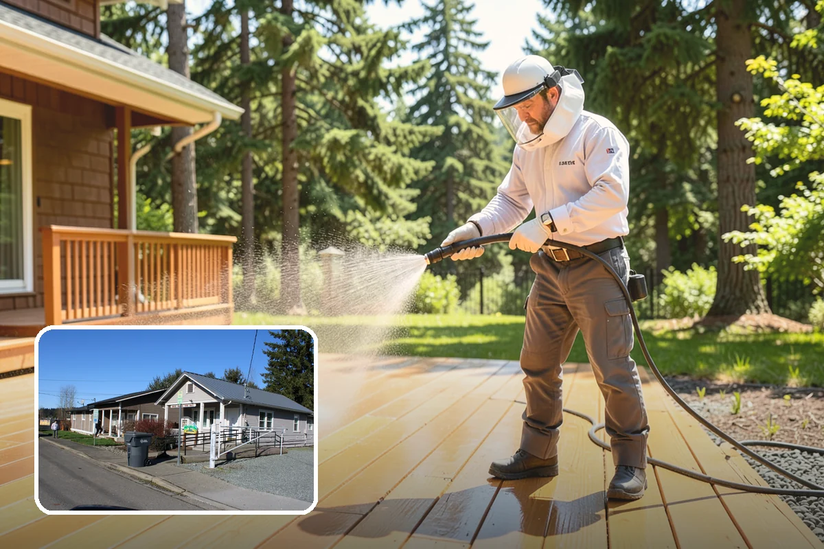Wood Fence Washing in South Prairie, Pierce County, WA - Clears algae and dark rundown streaks from every picket
