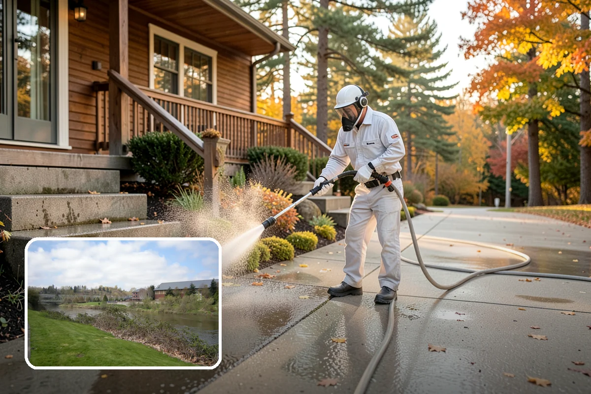 Wood Fence Washing in Tukwila, King County, WA - Clears algae and dark rundown streaks from every picket