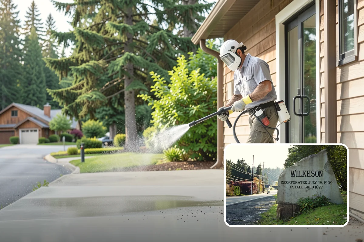 Wood Fence Washing in Wilkeson, Pierce County, WA - Clears algae and dark rundown streaks from every picket