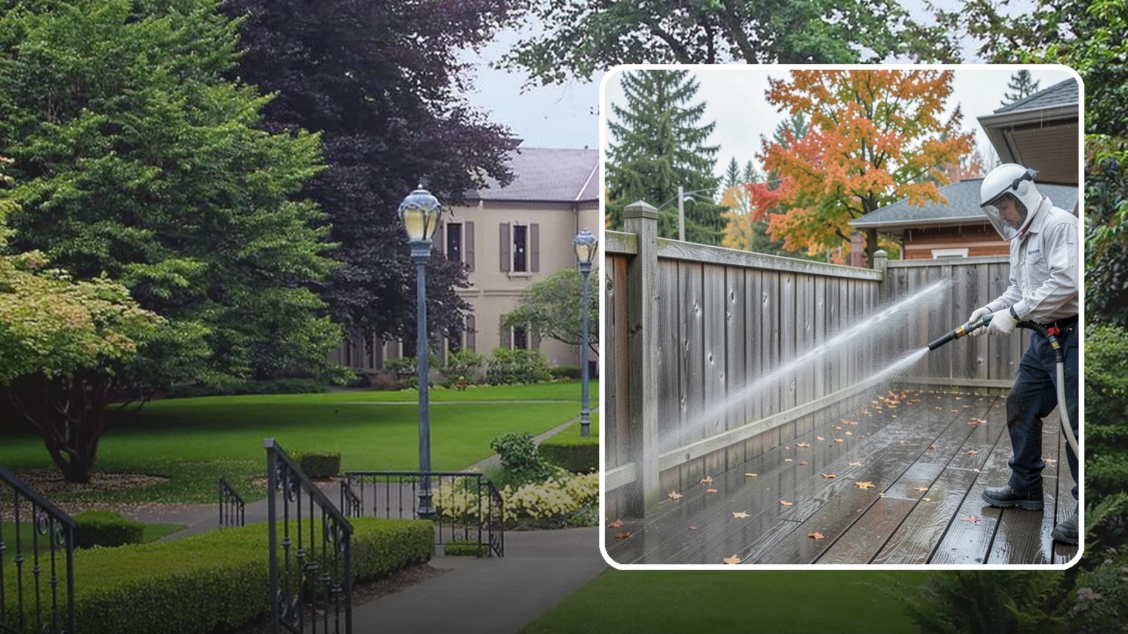 Wood Fence Washing in Woodinville, King County, WA - Pressure-controlled washing for pressure-treated and fir fences that keeps the boards intact while clearing years of grime.
