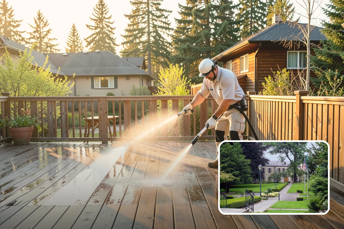 Wood Fence Washing in Woodinville, King County, WA - Clears algae and dark rundown streaks from every picket