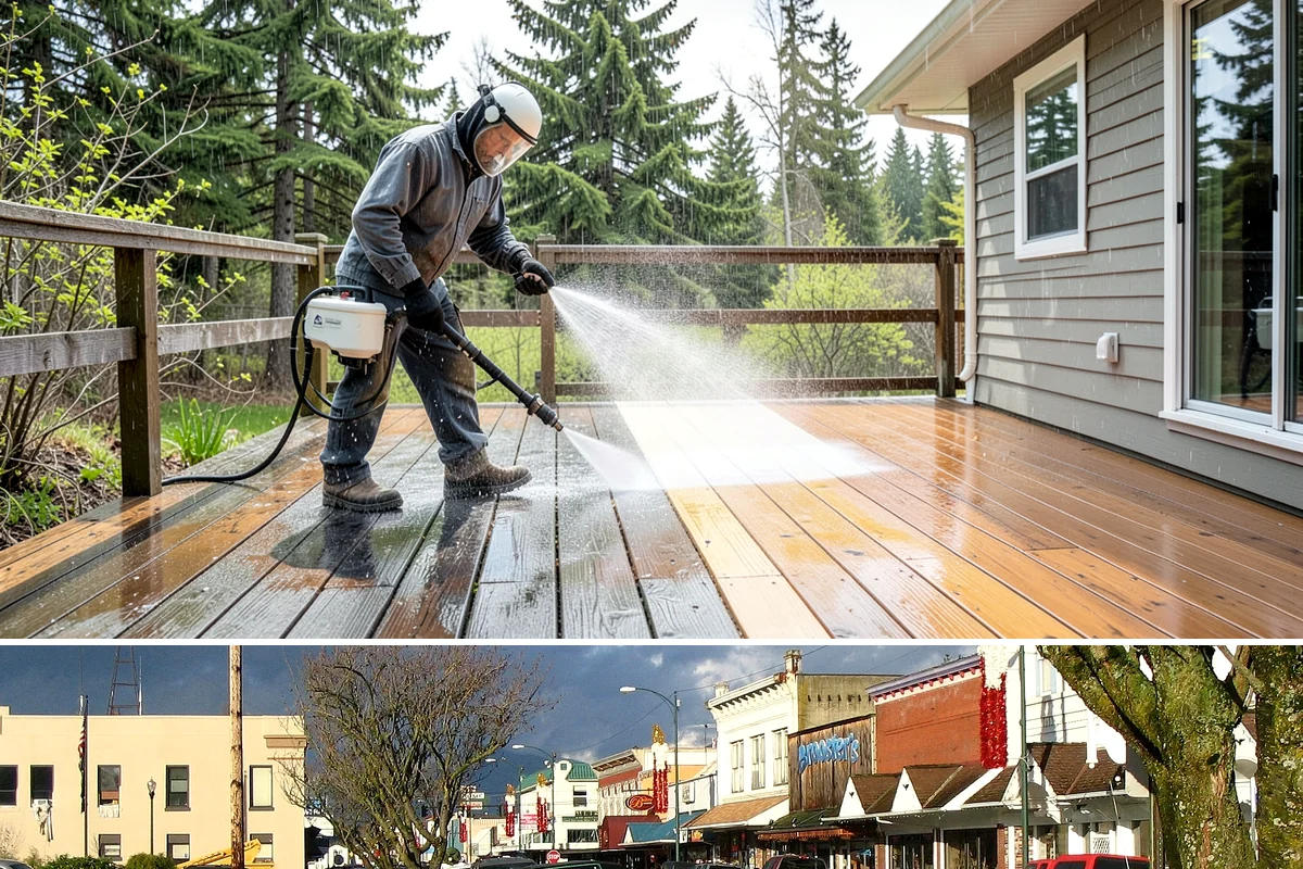 Wood Restoration in Arlington, Snohomish County, WA - Restore wood in late spring or summer so the brightened surface can dry and then be sealed within the same dry window.