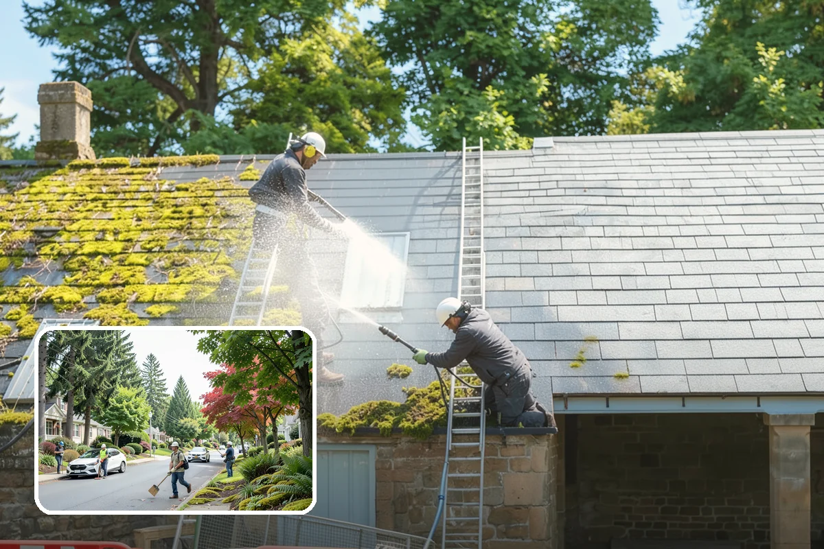Wood Restoration in Beaux Arts Village, King County, WA - Reverses gray weathering and reveals fresh wood tone