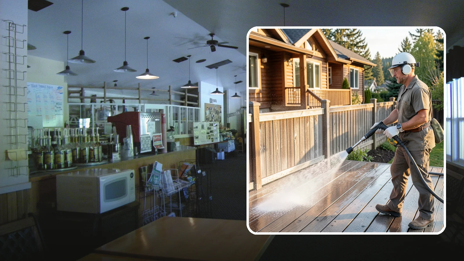 Wood Restoration in Black Diamond, King County, WA - Full restoration of gray, weathered wood surfaces that strips old finish, brightens the grain, and readies boards for lasting...