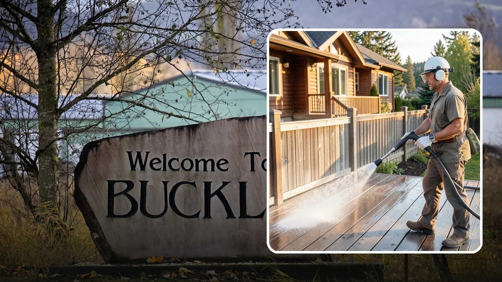 Wood Restoration in Buckley, Pierce County, WA - Full restoration of gray, weathered wood surfaces that strips old finish, brightens the grain, and readies boards for lasting...
