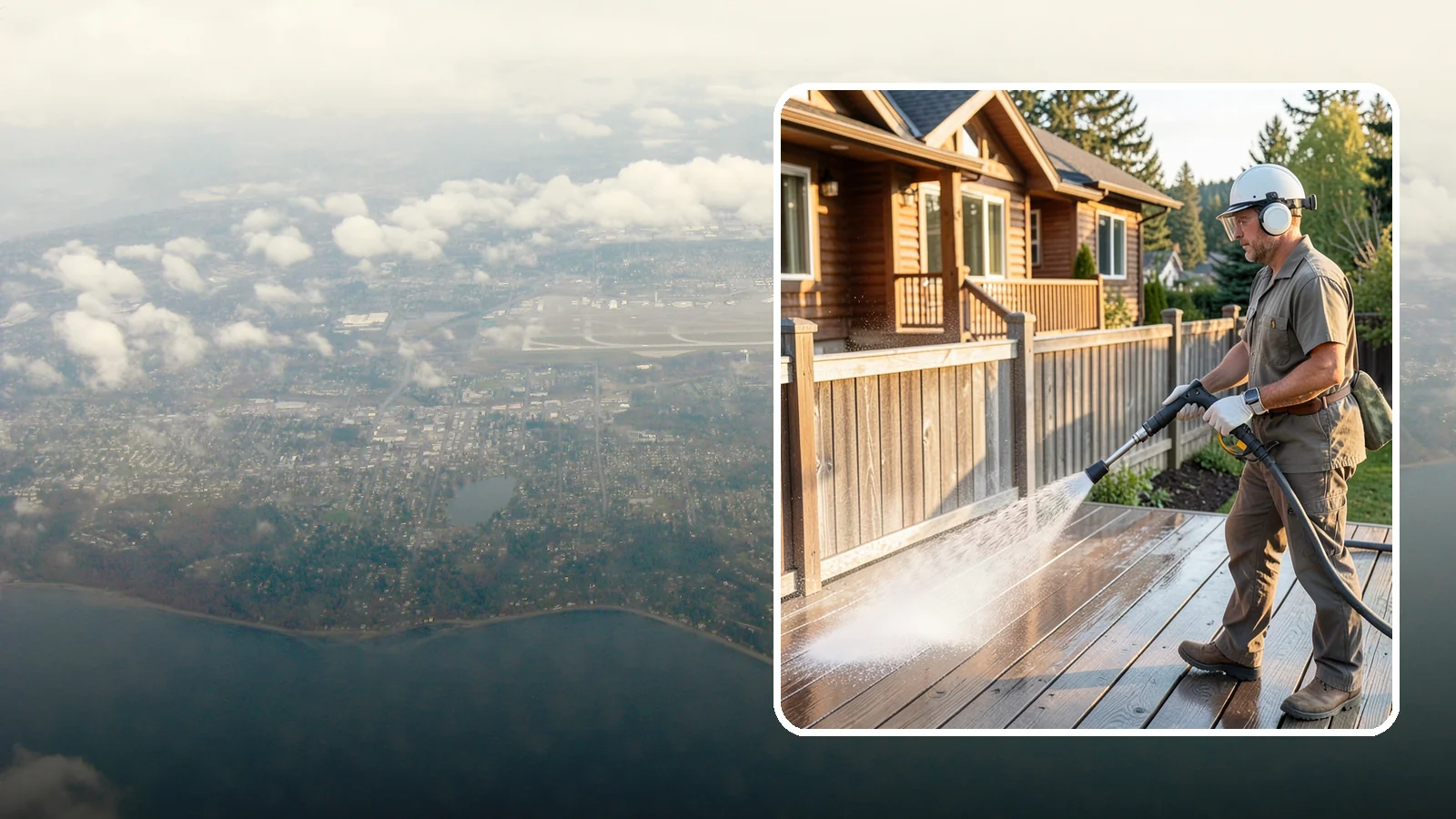 Wood Restoration in Burien, King County, WA - Full restoration of gray, weathered wood surfaces that strips old finish, brightens the grain, and readies boards for lasting...