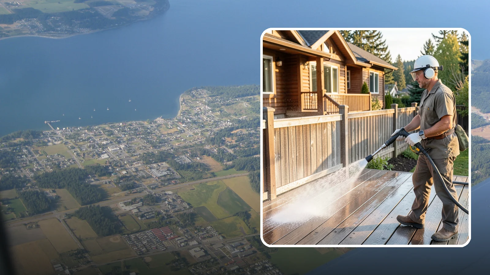Wood Restoration in Coupeville, Island County, WA - Full restoration of gray, weathered wood surfaces that strips old finish, brightens the grain, and readies boards for lasting...