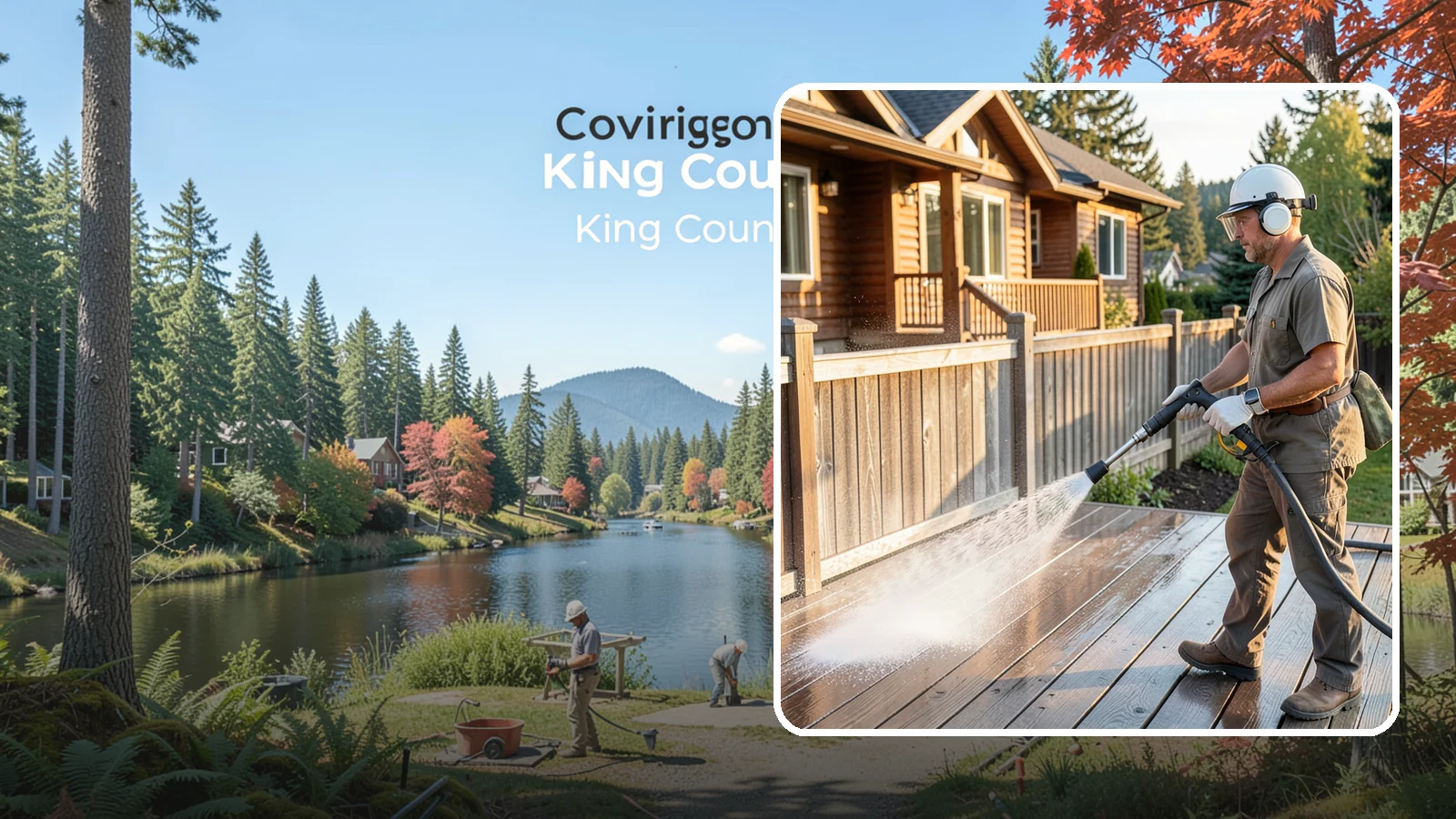 Wood Restoration in Covington, King County, WA - Full restoration of gray, weathered wood surfaces that strips old finish, brightens the grain, and readies boards for lasting...