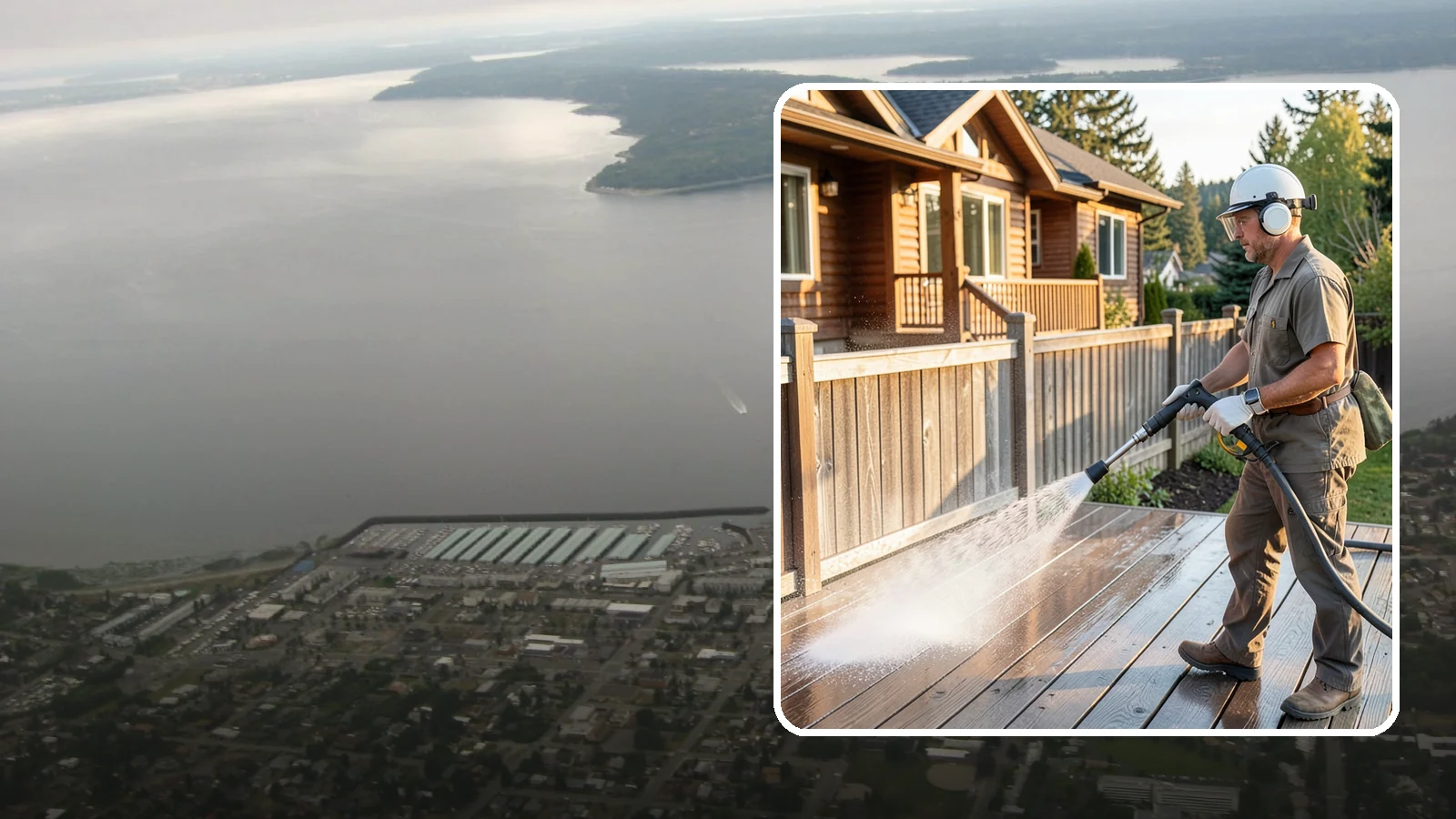 Wood Restoration in Des Moines, King County, WA - Full restoration of gray, weathered wood surfaces that strips old finish, brightens the grain, and readies boards for lasting...
