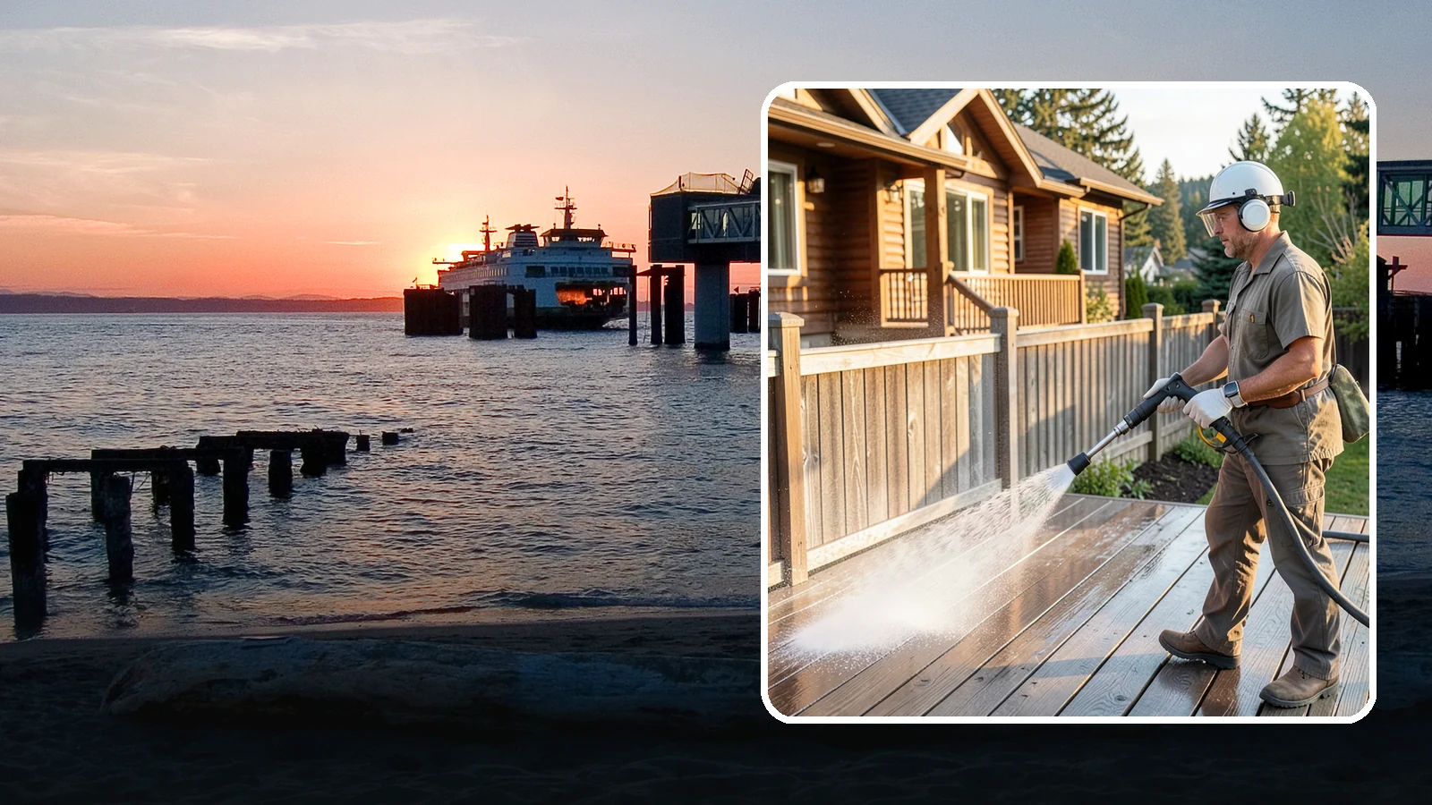 Wood Restoration in Edmonds, Snohomish County, WA - Full restoration of gray, weathered wood surfaces that strips old finish, brightens the grain, and readies boards for lasting...