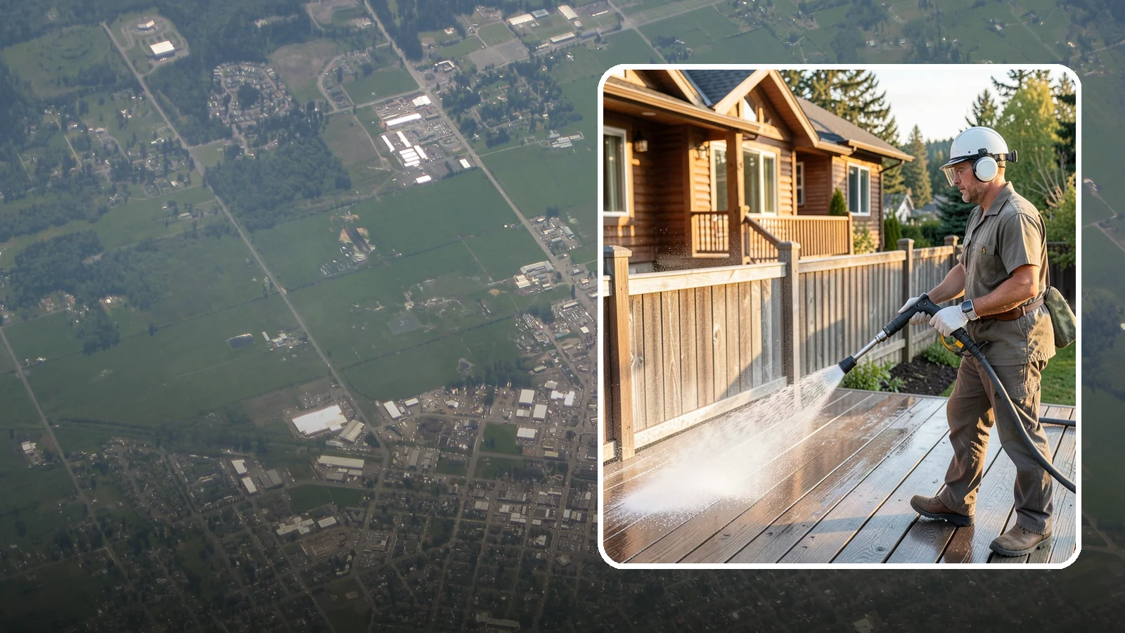 Wood Restoration in Enumclaw, King County, WA - Full restoration of gray, weathered wood surfaces that strips old finish, brightens the grain, and readies boards for lasting...