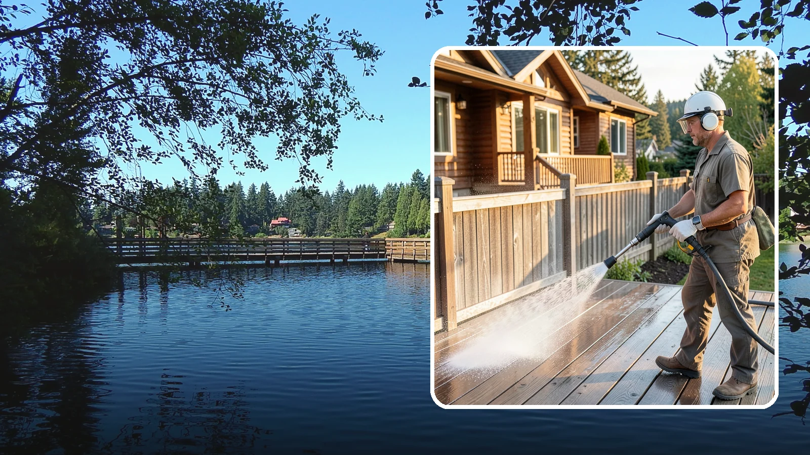 Wood Restoration in Federal Way, King County, WA - Full restoration of gray, weathered wood surfaces that strips old finish, brightens the grain, and readies boards for lasting...