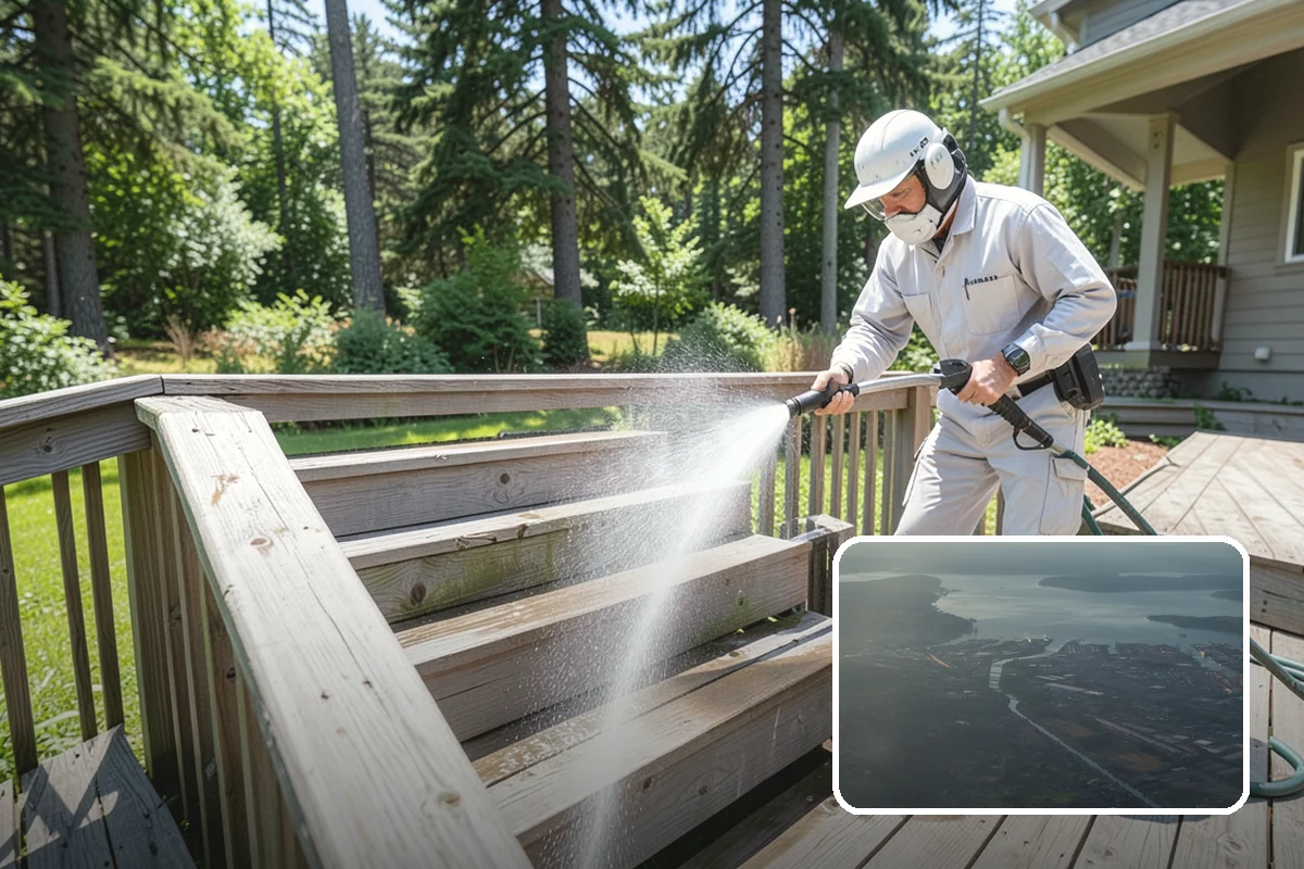 Wood Restoration in Fife, Pierce County, WA - Reverses gray weathering and reveals fresh wood tone