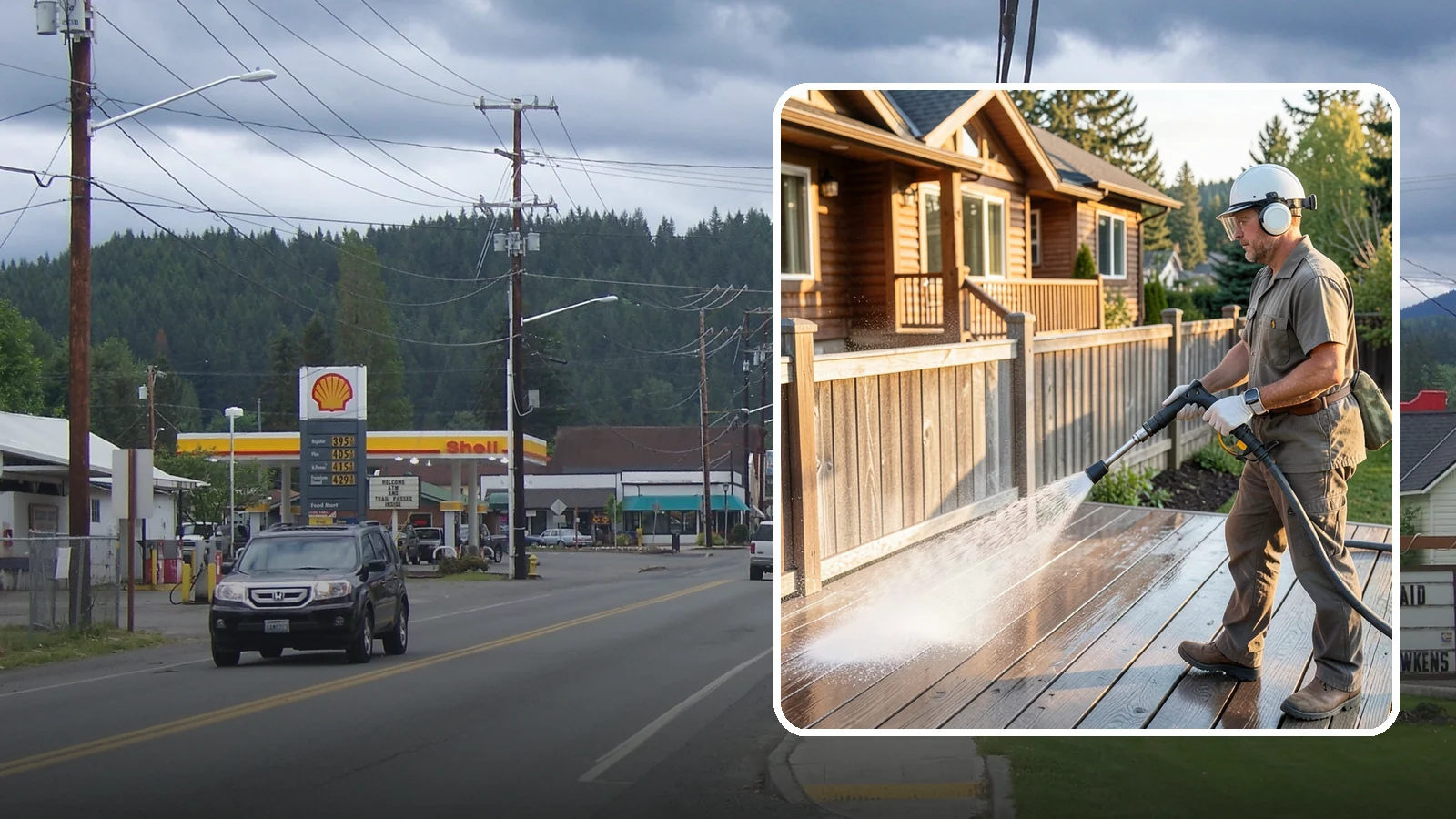 Wood Restoration in Granite Falls, Snohomish County, WA - Full restoration of gray, weathered wood surfaces that strips old finish, brightens the grain, and readies boards for lasting...