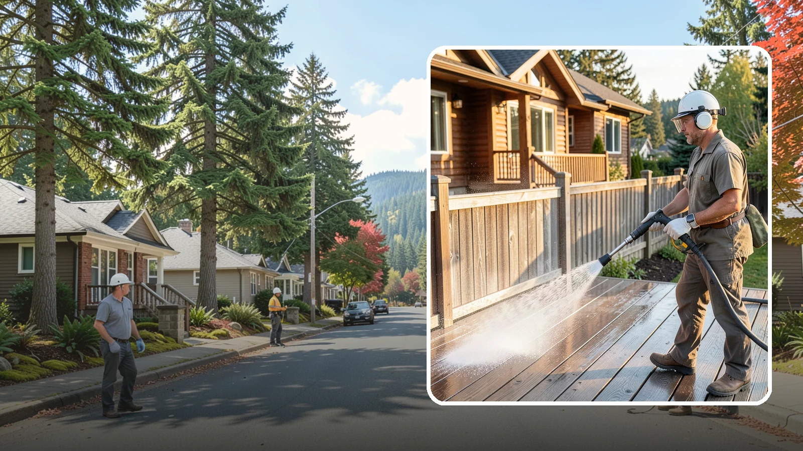 Wood Restoration in Hunts Point, King County, WA - Full restoration of gray, weathered wood surfaces that strips old finish, brightens the grain, and readies boards for lasting...