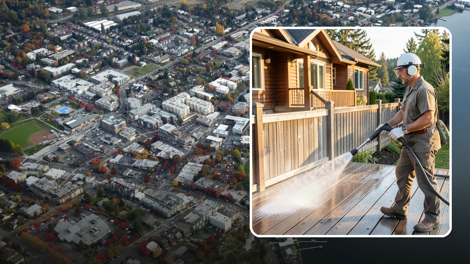 Wood Restoration in Kirkland, King County, WA - Full restoration of gray, weathered wood surfaces that strips old finish, brightens the grain, and readies boards for lasting...