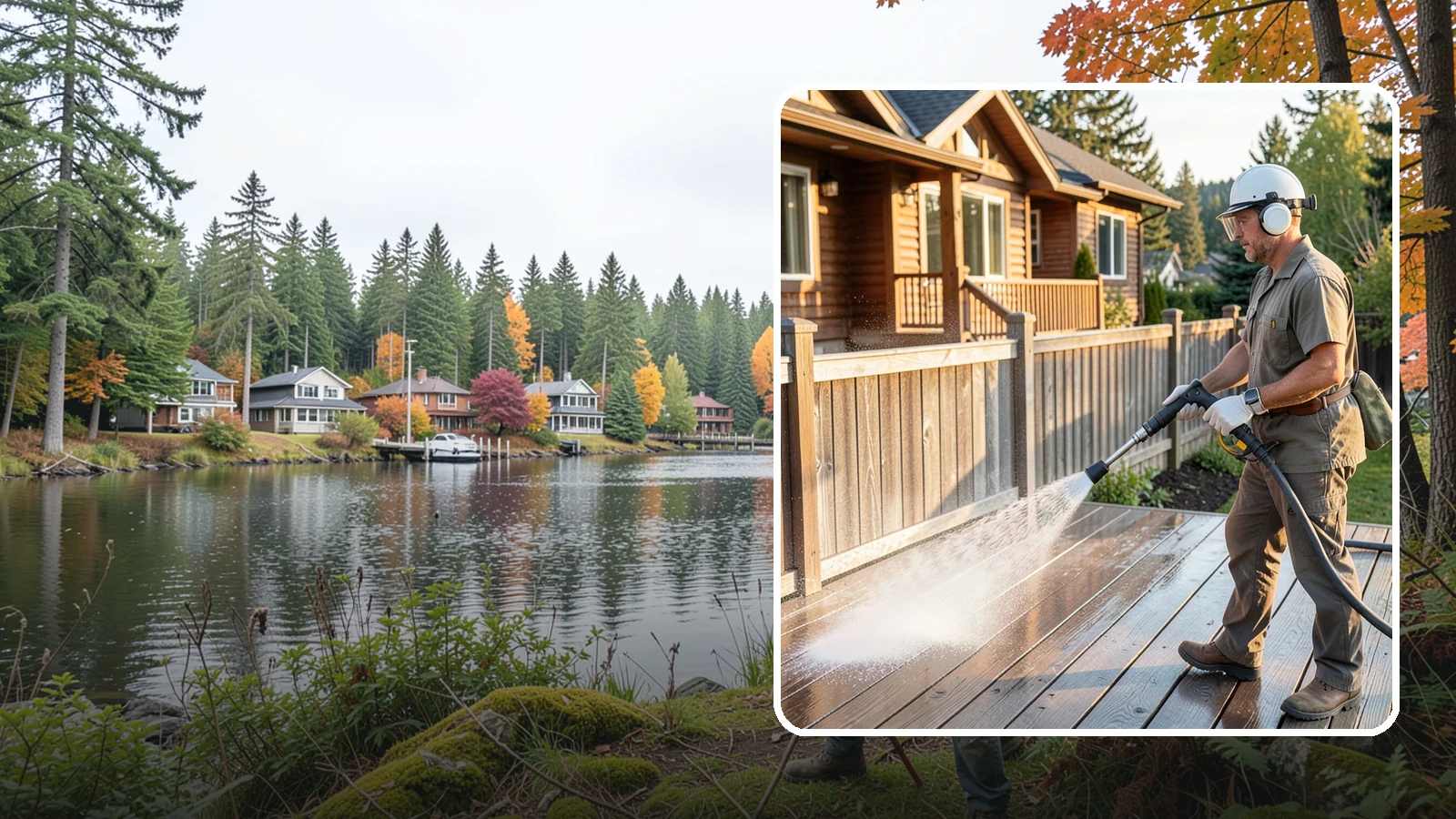 Wood Restoration in La Conner, Skagit County, WA - Full restoration of gray, weathered wood surfaces that strips old finish, brightens the grain, and readies boards for lasting...