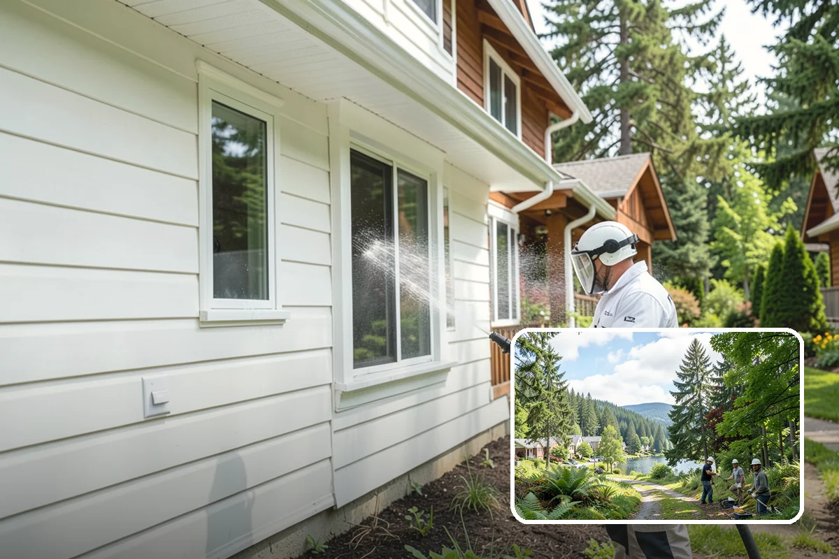 Wood Restoration in Lake Forest Park, King County, WA - Reverses gray weathering and reveals fresh wood tone