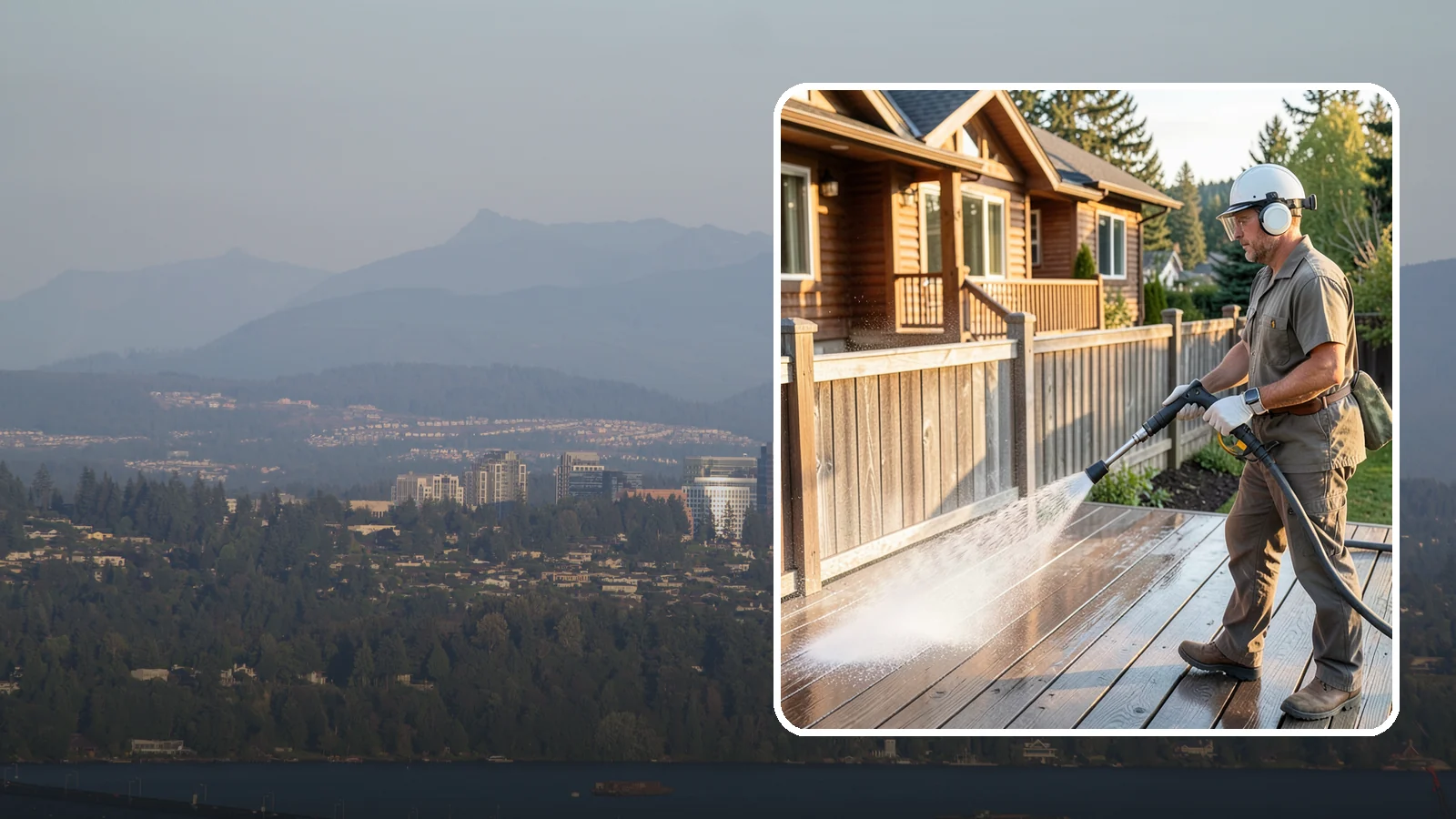 Wood Restoration in Medina, King County, WA - Full restoration of gray, weathered wood surfaces that strips old finish, brightens the grain, and readies boards for lasting...