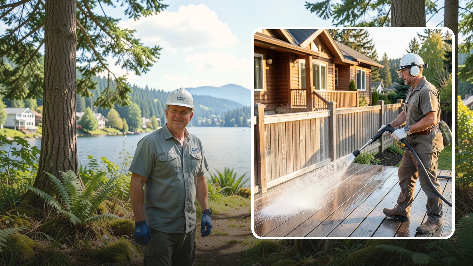 Wood Restoration in Milton, King County, WA - Full restoration of gray, weathered wood surfaces that strips old finish, brightens the grain, and readies boards for lasting...