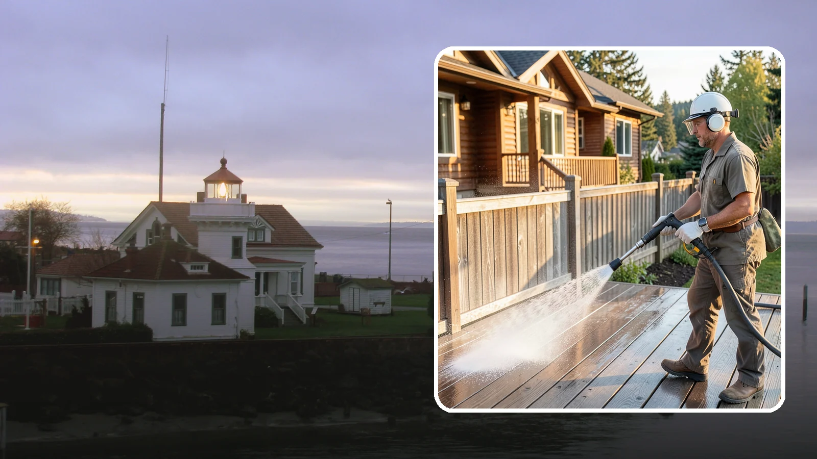 Wood Restoration in Mukilteo, Snohomish County, WA - Full restoration of gray, weathered wood surfaces that strips old finish, brightens the grain, and readies boards for lasting...