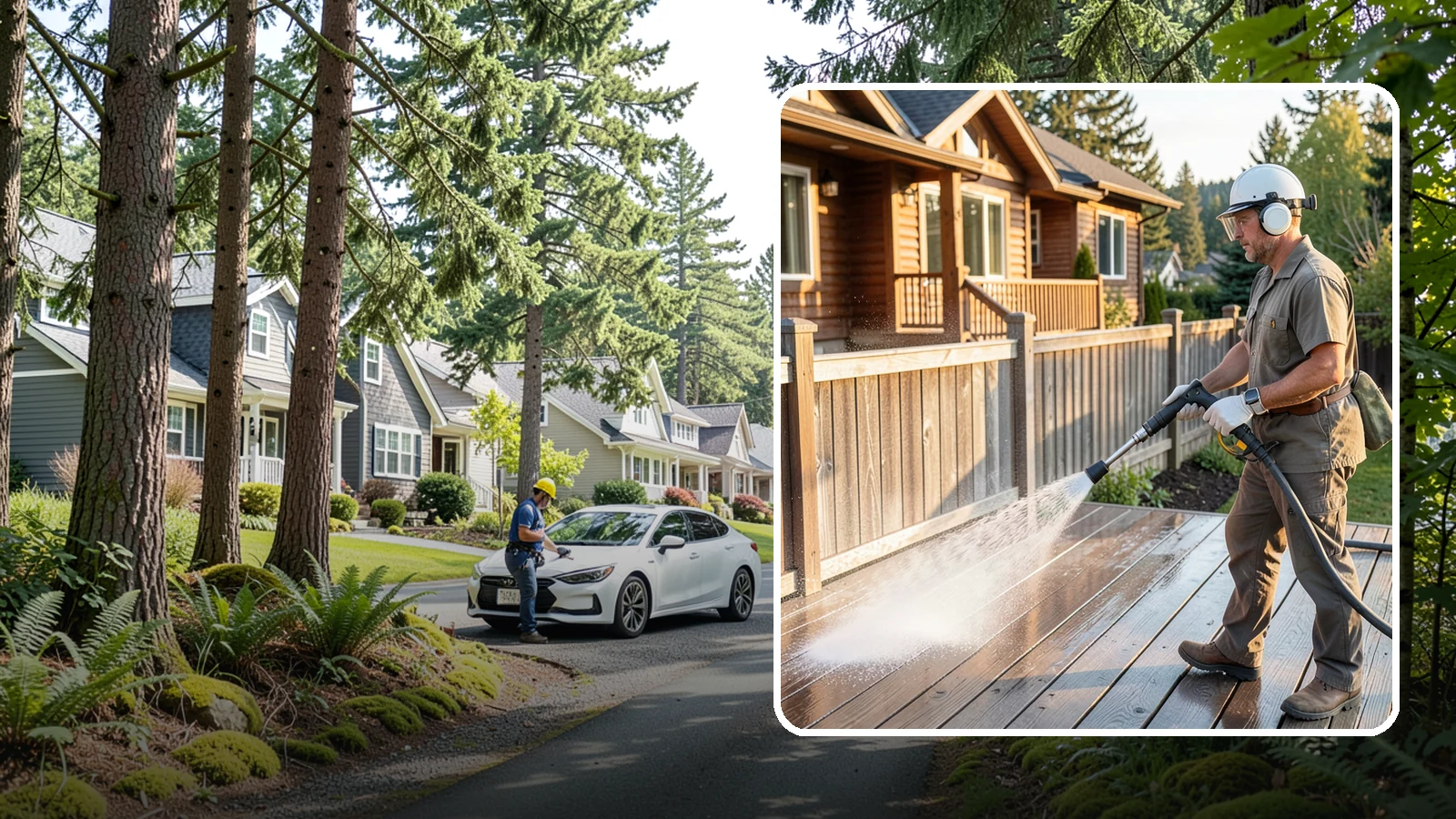 Wood Restoration in Normandy Park, King County, WA - Full restoration of gray, weathered wood surfaces that strips old finish, brightens the grain, and readies boards for lasting...