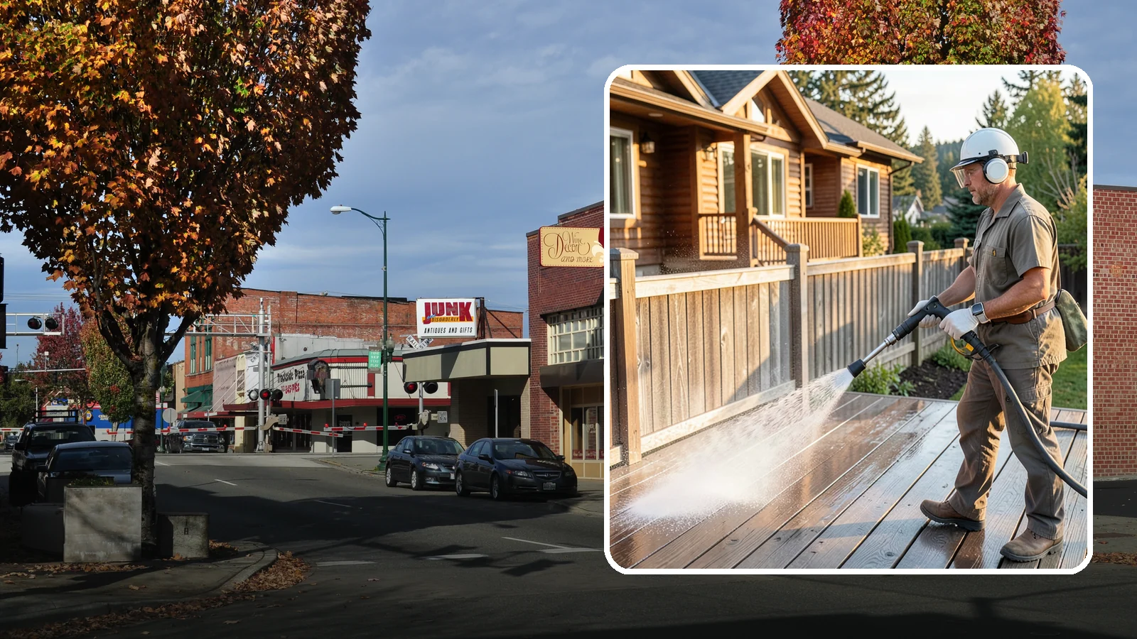 Wood Restoration in Puyallup, Pierce County, WA - Full restoration of gray, weathered wood surfaces that strips old finish, brightens the grain, and readies boards for lasting...