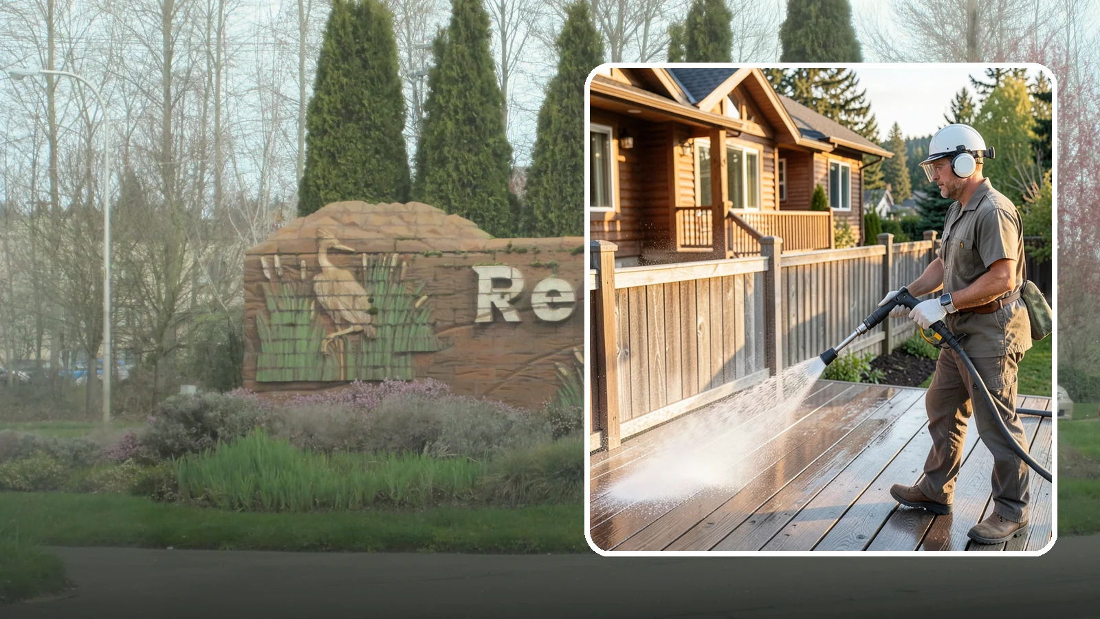 Wood Restoration in Renton, King County, WA - Full restoration of gray, weathered wood surfaces that strips old finish, brightens the grain, and readies boards for lasting...