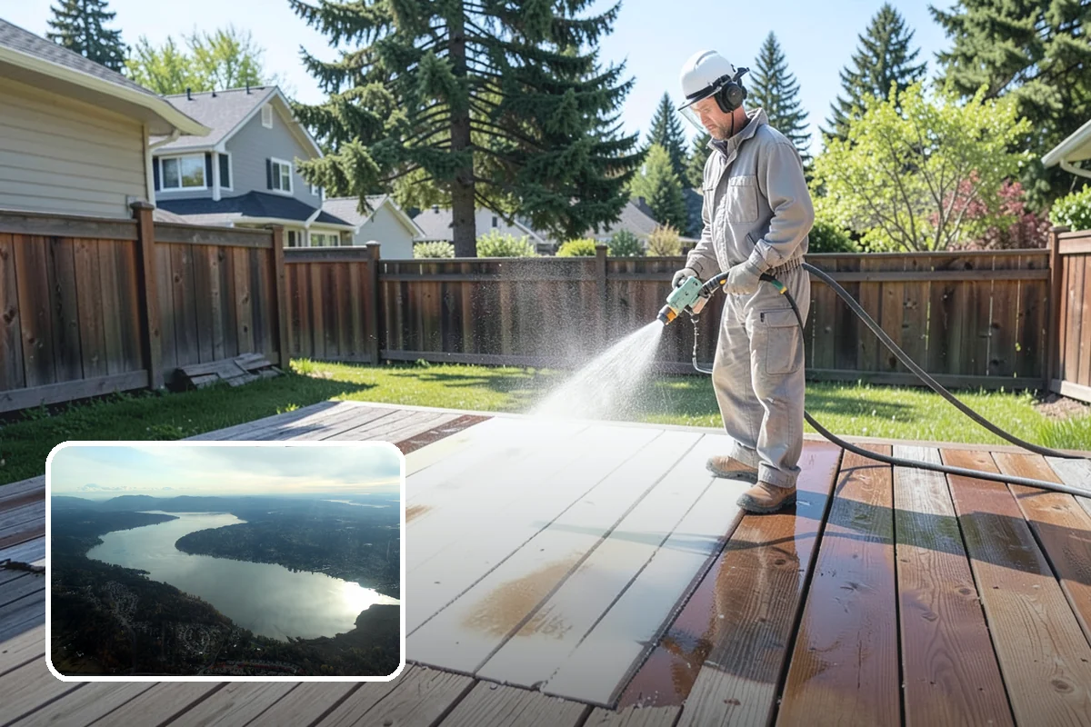 Wood Restoration in Sammamish, King County, WA - Reverses gray weathering and reveals fresh wood tone