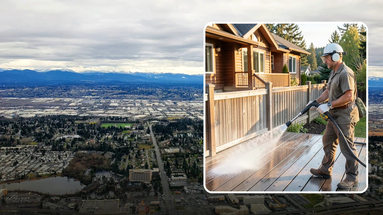 Wood Restoration in SeaTac, King County, WA - Full restoration of gray, weathered wood surfaces that strips old finish, brightens the grain, and readies boards for lasting...