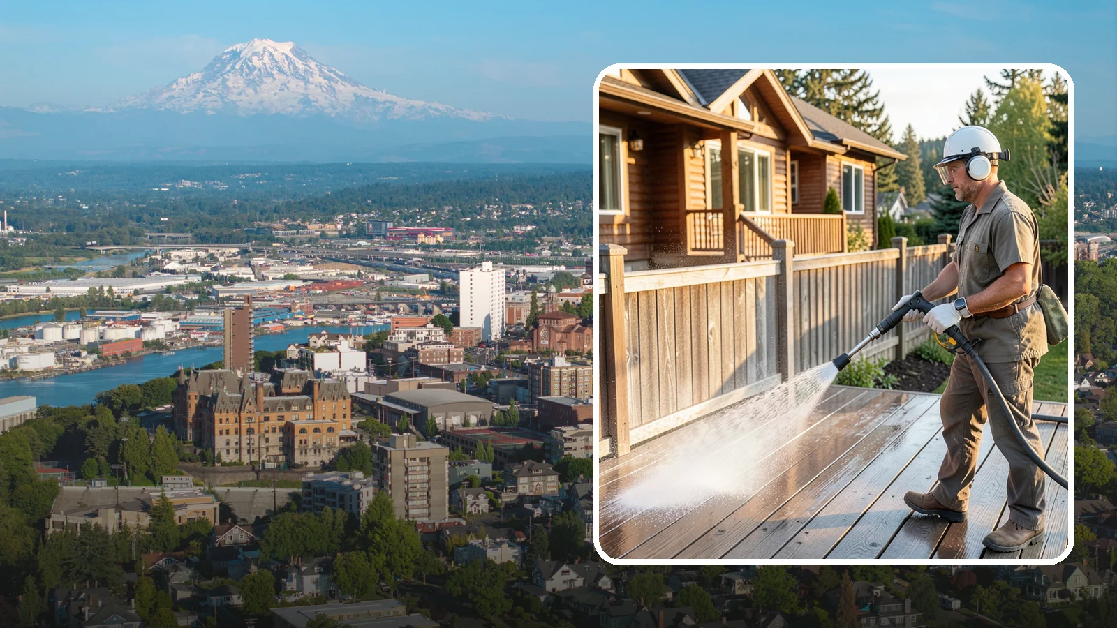 Wood Restoration in Tacoma, Pierce County, WA - Full restoration of gray, weathered wood surfaces that strips old finish, brightens the grain, and readies boards for lasting...