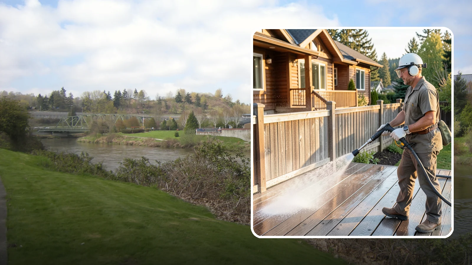 Wood Restoration in Tukwila, King County, WA - Full restoration of gray, weathered wood surfaces that strips old finish, brightens the grain, and readies boards for lasting...