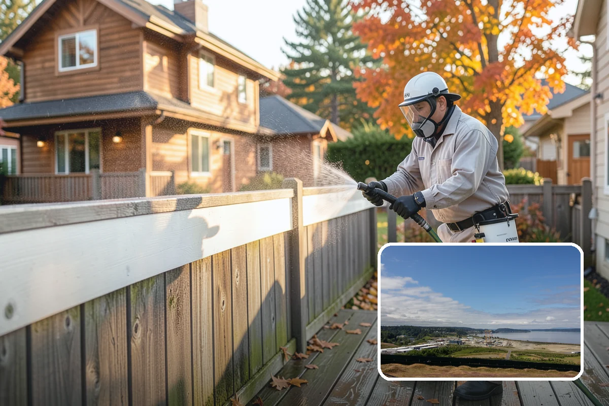 Wood Restoration in University Place, Pierce County, WA - Reverses gray weathering and reveals fresh wood tone