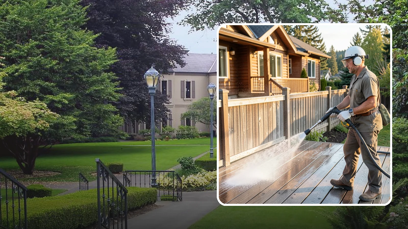 Wood Restoration in Woodinville, King County, WA - Full restoration of gray, weathered wood surfaces that strips old finish, brightens the grain, and readies boards for lasting...