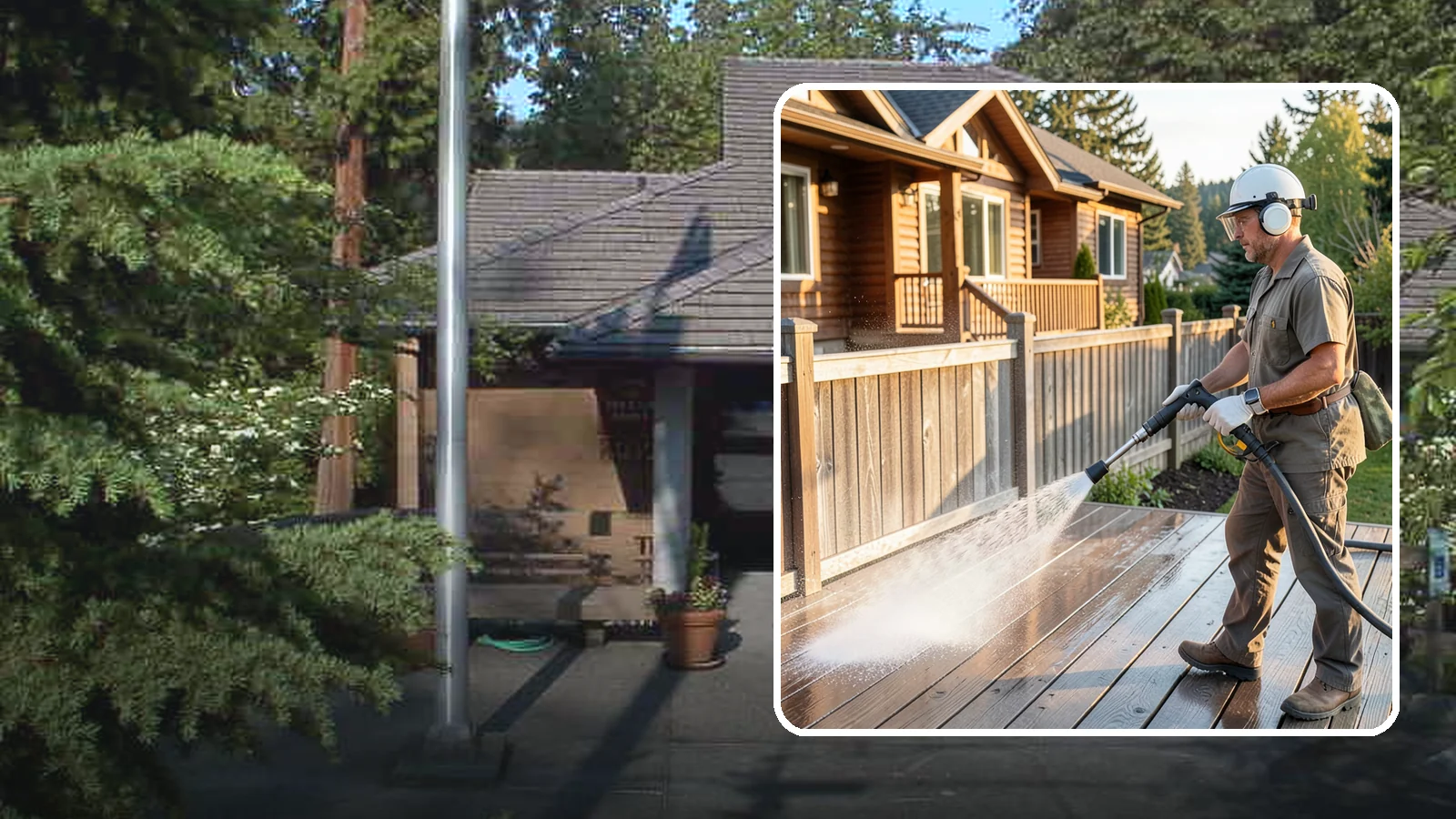 Wood Restoration in Yarrow Point, King County, WA - Full restoration of gray, weathered wood surfaces that strips old finish, brightens the grain, and readies boards for lasting...