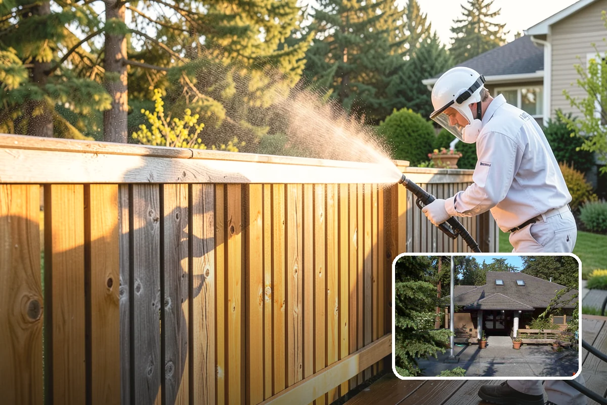 Wood Restoration in Yarrow Point, King County, WA - Reverses gray weathering and reveals fresh wood tone