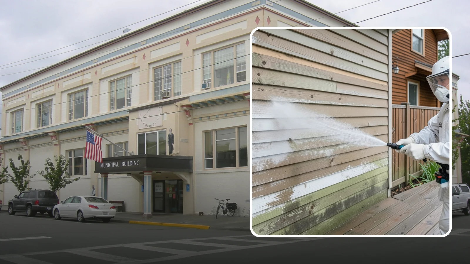 Wood Siding Washing in Anacortes, Skagit County, WA - Wood siding washing removes mildew and gray weathering from natural boards using gentle methods that will not raise the grain.
