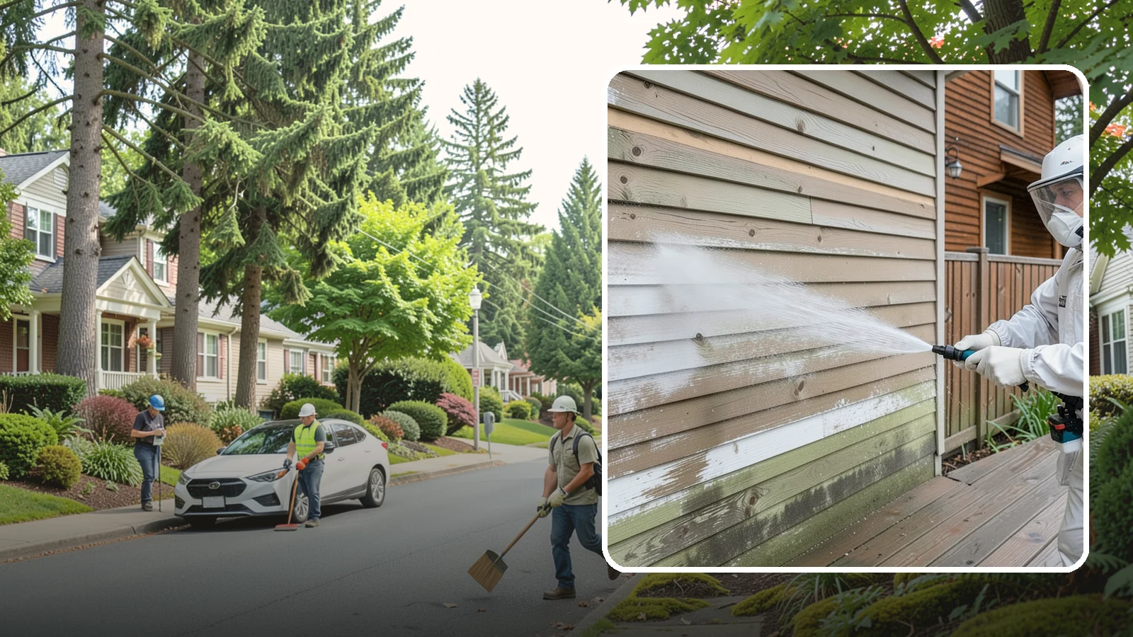 Wood Siding Washing in Beaux Arts Village, King County, WA - Wood siding washing removes mildew and gray weathering from natural boards using gentle methods that will not raise the grain.
