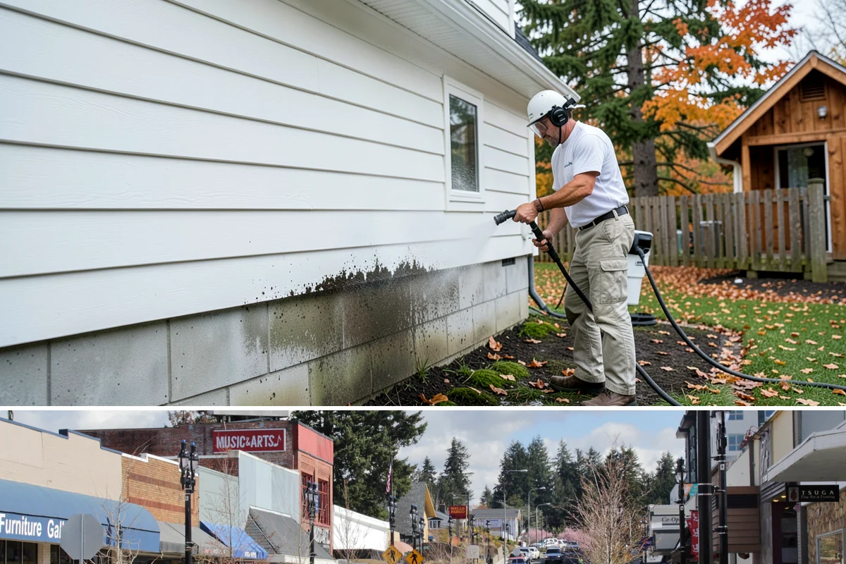 Wood Siding Washing in Bothell, King County, WA - Late spring through summer offers the dry days wood needs to fully cure before any sealer is applied.