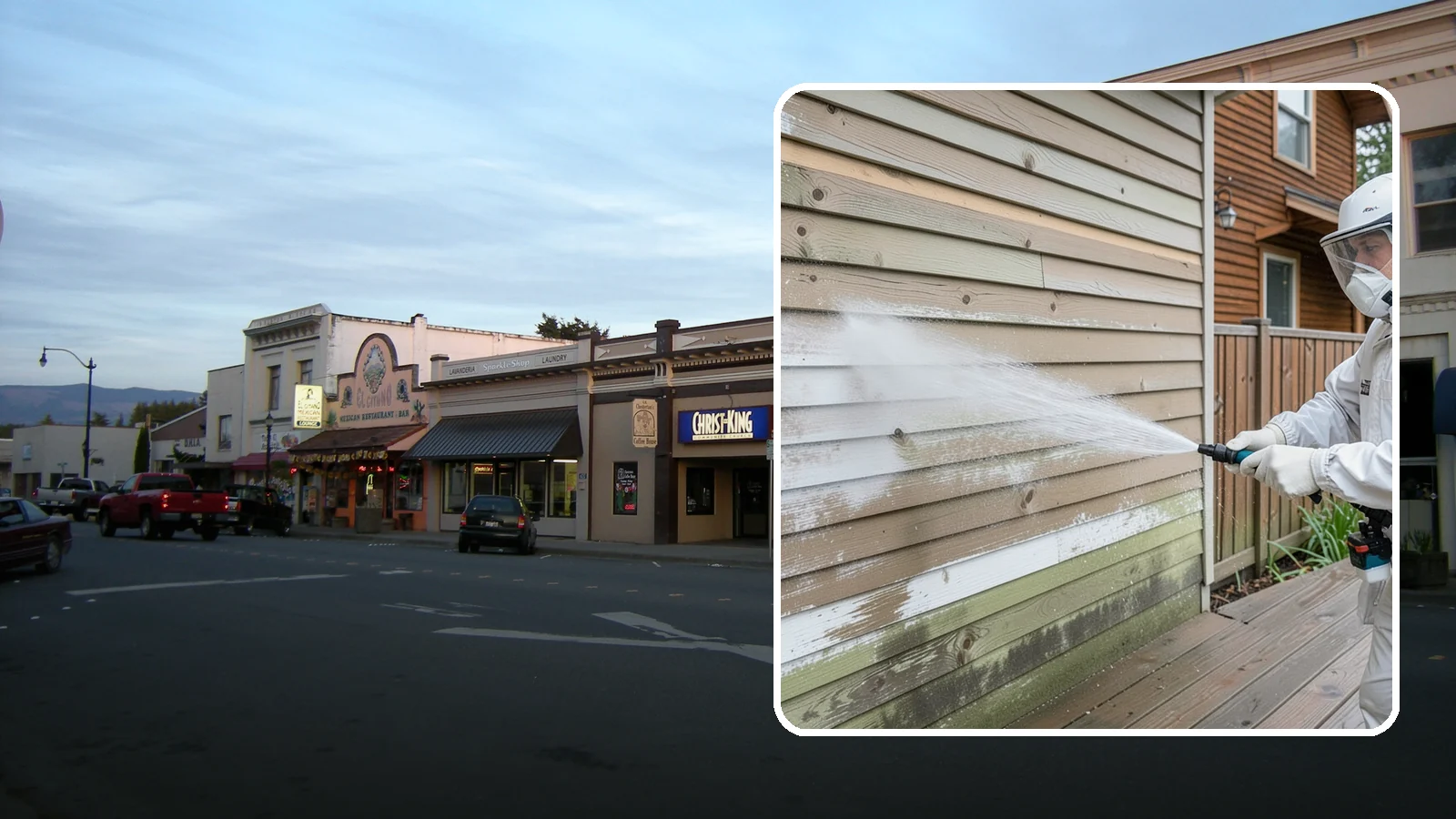 Wood Siding Washing in Burlington, Skagit County, WA - Wood siding washing removes mildew and gray weathering from natural boards using gentle methods that will not raise the grain.